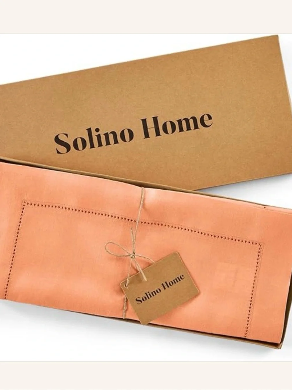 NEW Solino Home Linen Coral Table RunneR - 100% Pure Linen Hemstitch